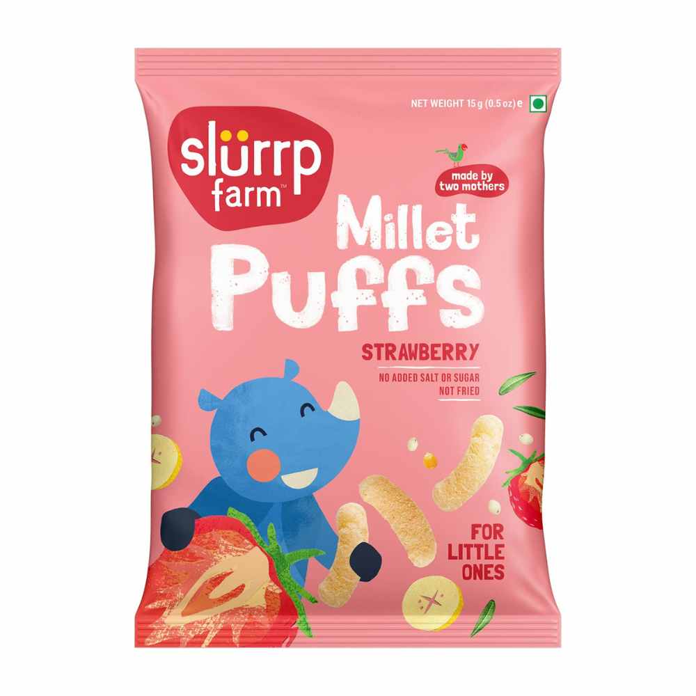 Slurrp Farm Teething Puffs - Strawberry 15gm