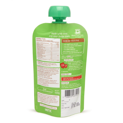 Happa Organic Puree Sweet Potato , Mango , Pear 100gm