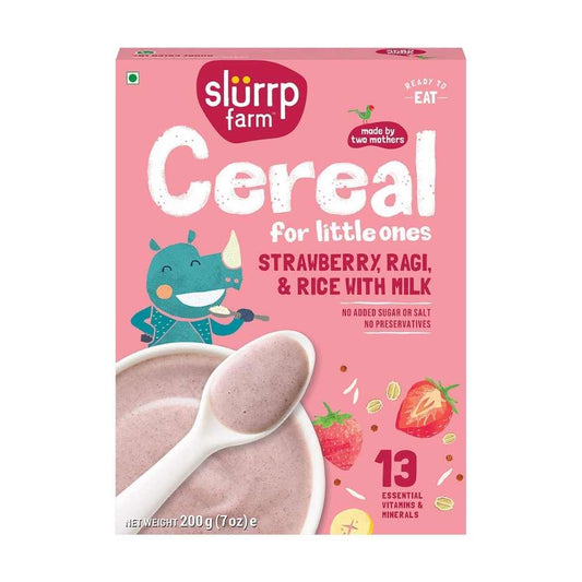 Slurrp Farm Baby Cereal Strawberry Ragi Rice With Milk 200gm