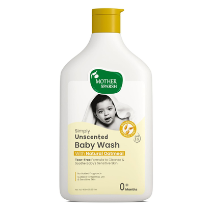 Mother Sparsh Simply Unsented Baby Wash With Oatmeal 400ml
