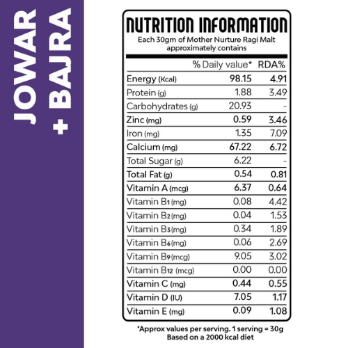 Mother Nurture Ragi Malt Cereal  - Jowar + Bajra 200gm